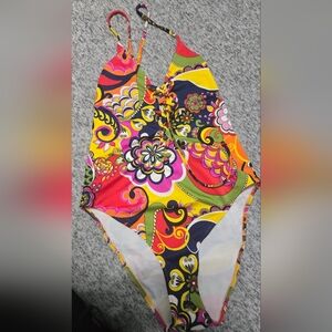 Zara Womens Swimsuit Multicolor Floral One Piece Swimsuit